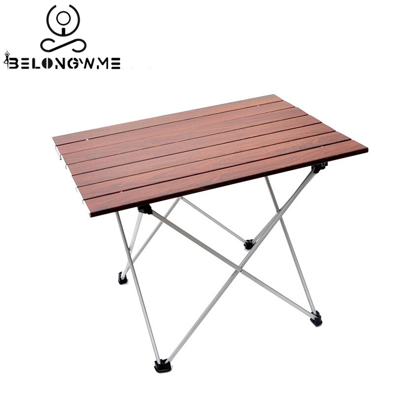 Taitettava kannettava puupainettu retkeilypöytä kevyt talli mesas plelegables matka vaellus grilli ulkoleiri piknikpöytä