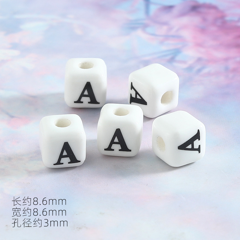 8mm Keramik Buchstabenperlen Diy Schmuck Armbänder Handgefertigtes Accessoire 5/10 Stück: Schwarz / 2MM