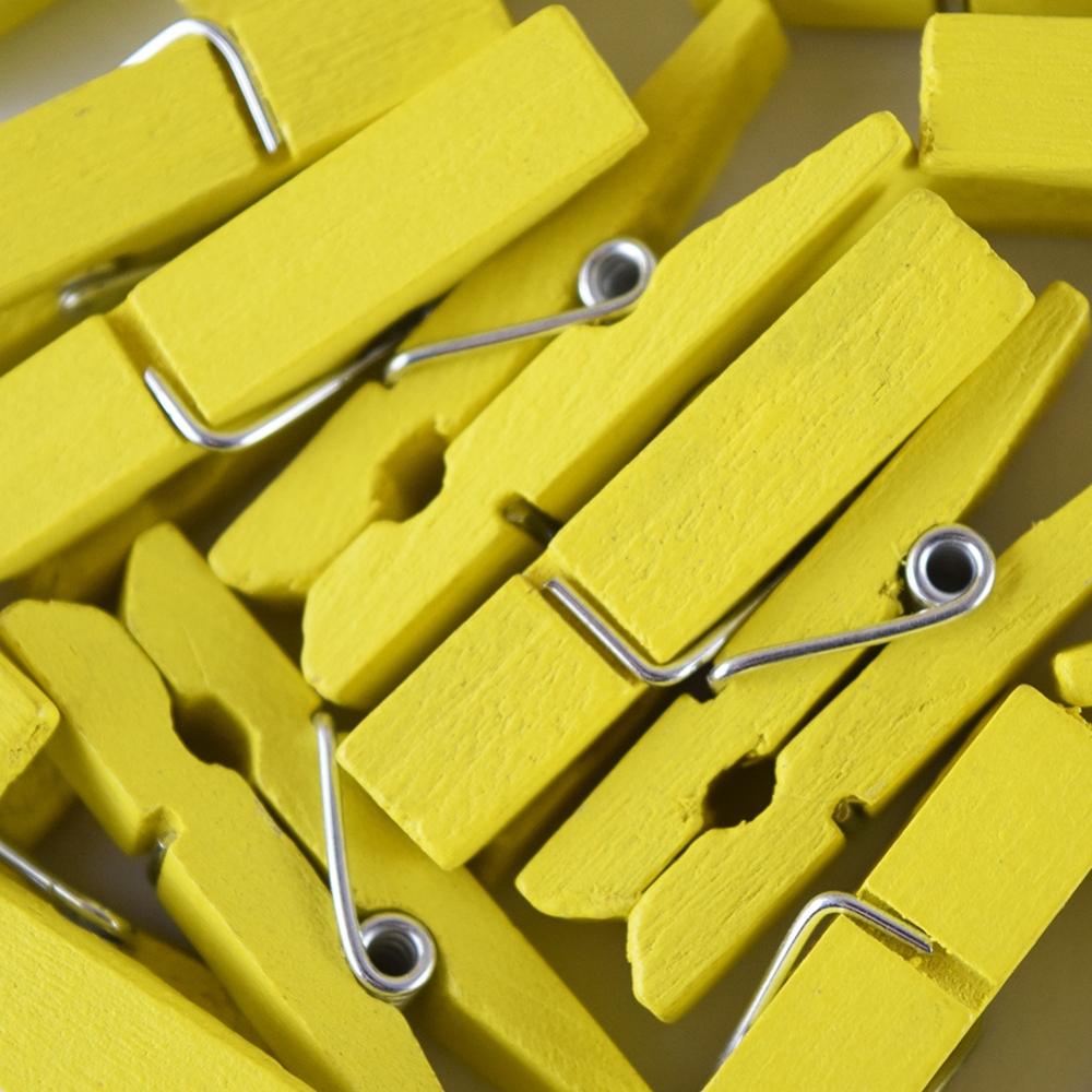 10pc mini 3cm*0.4cm knijpers, natuurlijke houten kledingknijper, fotopapierknijper, wasknijper, knutselklemmen, papieren fotohangklemmen: Citroengeel