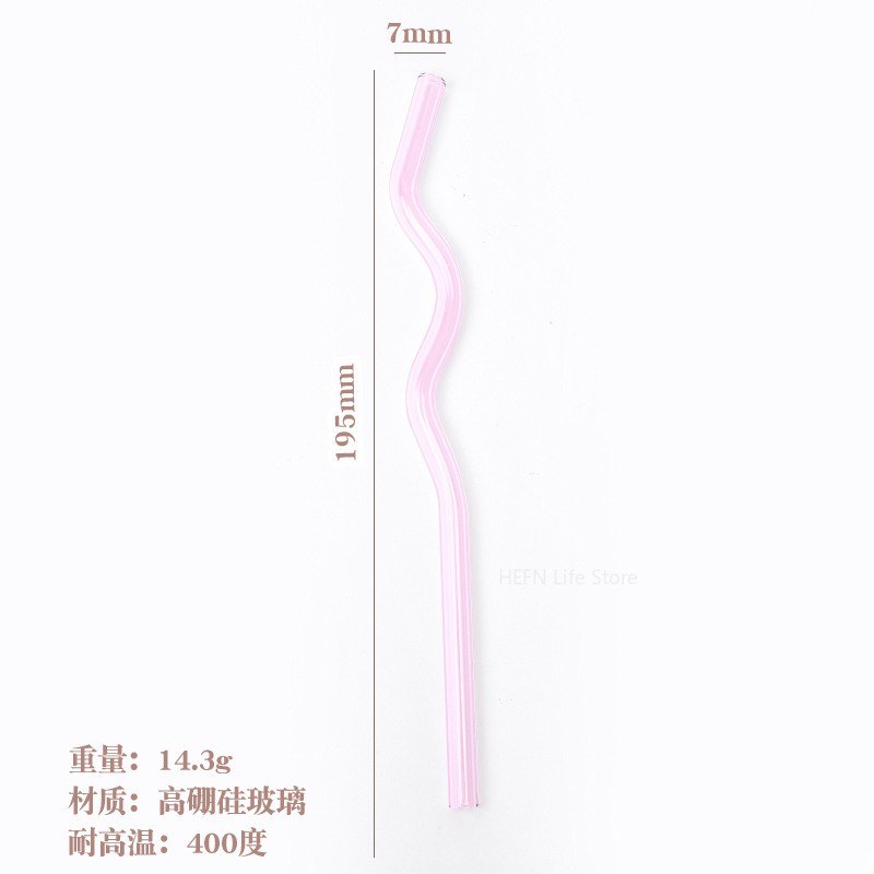 Falista kolorowa przezroczysta słomka robić picia słomka ze szkła borokrzemianowego szklana rurka upominki na przyjęcie barowe szklane słomki wielokrotnego użytku: Czekolada