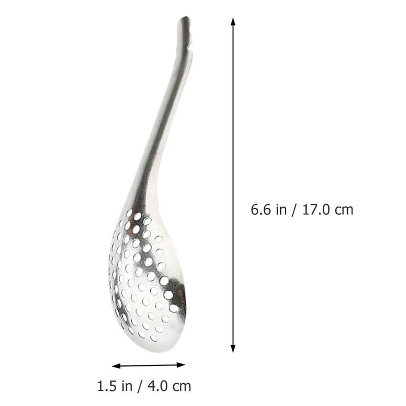2pcs Household Small Cooking Colanders Stainless Steel Slotted Spoons Caviar Colander Spoons (Silver)