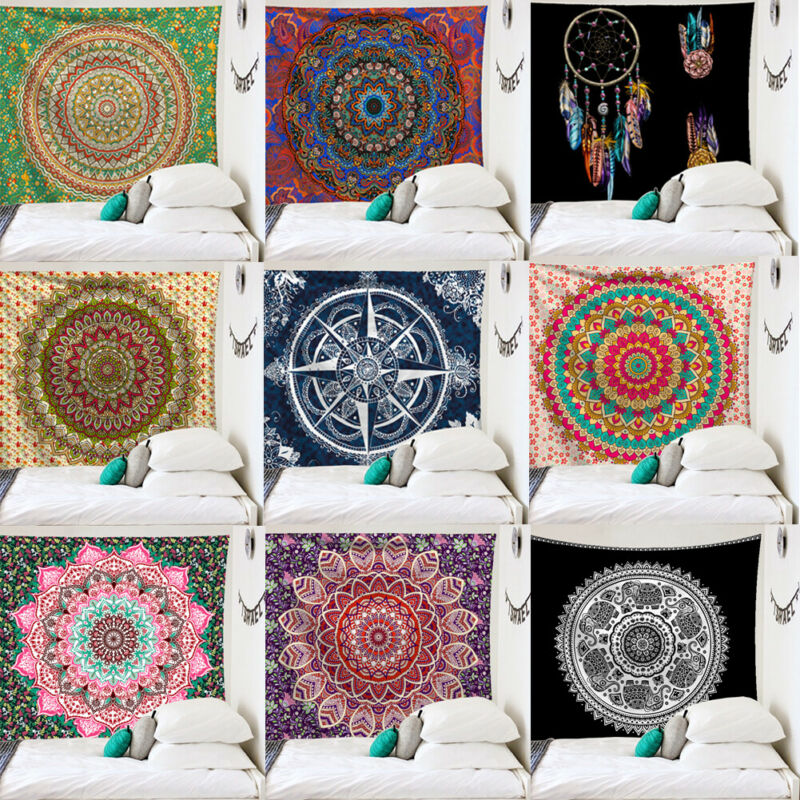 Mandala Tapestry Wall Hanging Boho Decor Wall Cloth Tapestries Psychedelic Hippie Night Moon Tapestry Mandala Wall Carpet