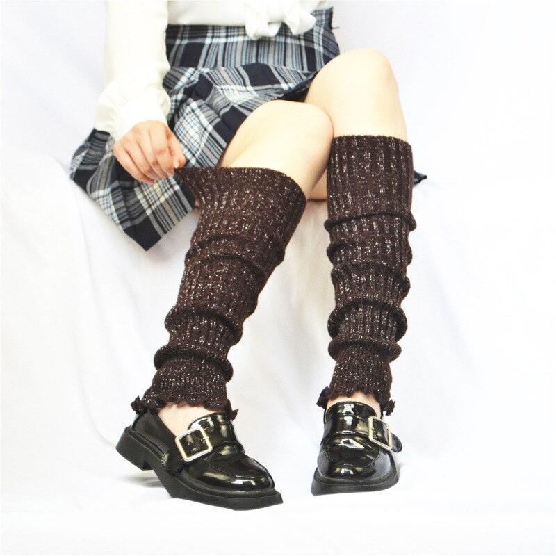 Kühlen Gothic Lurex Frauen Hipster Bein Wärmer Dame jk Knie-länge Helle Silber Seide Socke Herbst Frühling Schwarz verrotten Kaffee Lila