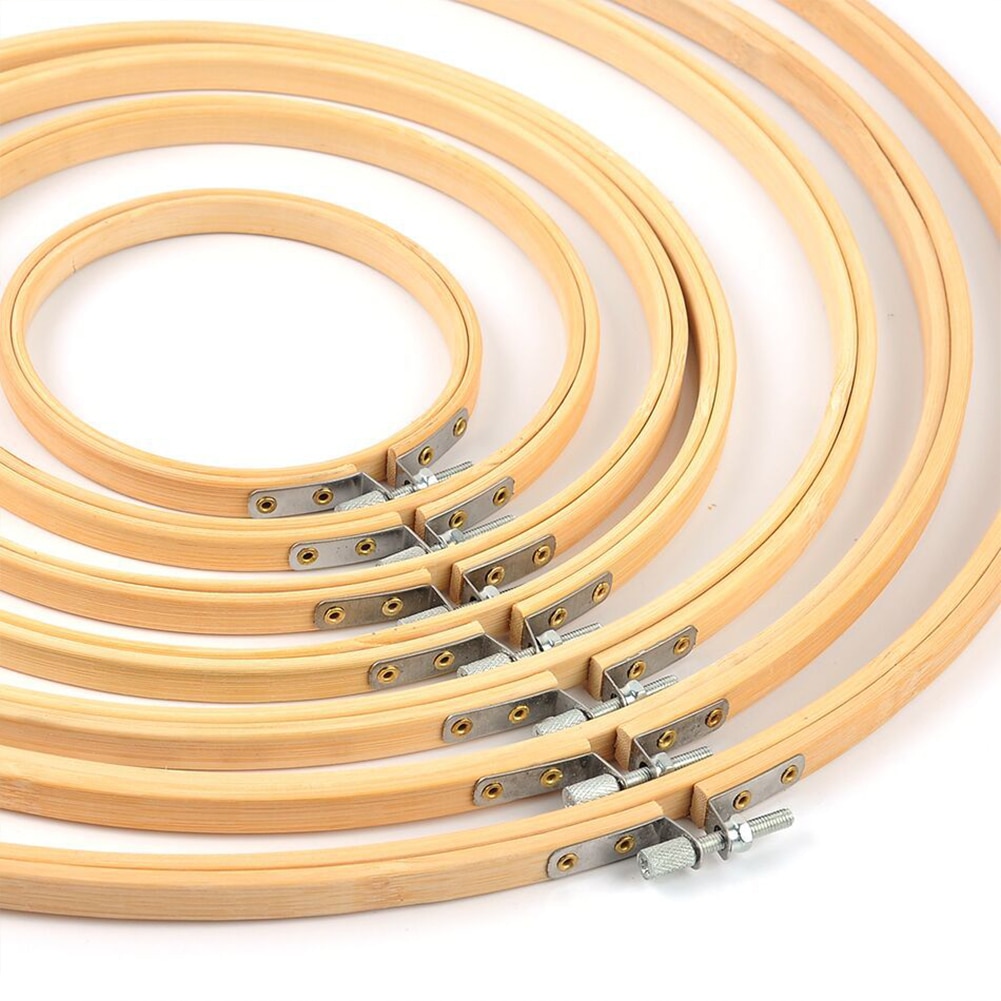 10 Size Sewing Tool Round Wooden Embroidery Hoops Frame Set Bamboo Embroidery Hoop Rings for DIY Cross Stitch Needle Craft Tool