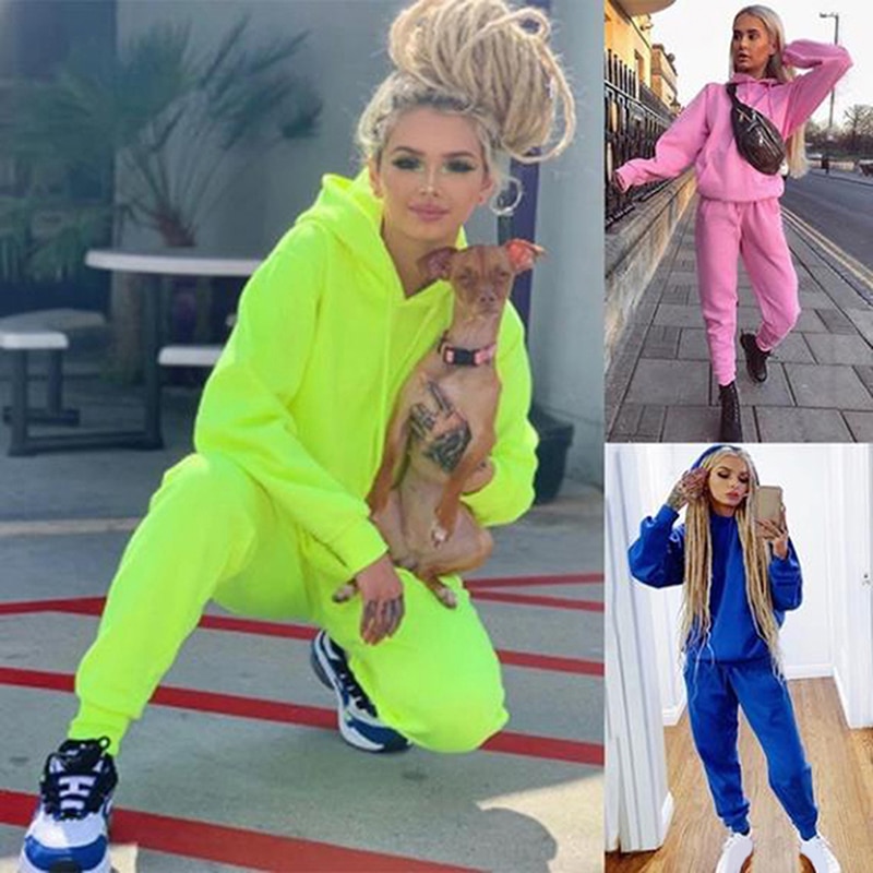 Solid Casual Trainingspak Vrouwen Sport 2 Stuks Set Sweatshirts Trui Truien Pak Thuis Joggingbroek Shorts Outfits