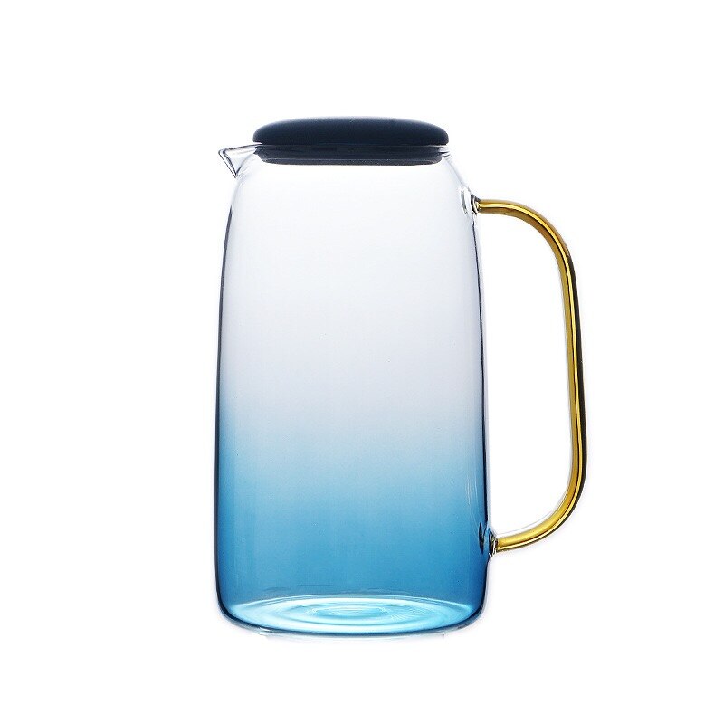 Newly Gradient Color Marble Cold Water Glass Bottle Set High Temperature Resistant Glass Jar Jug Kettle-30: kettle