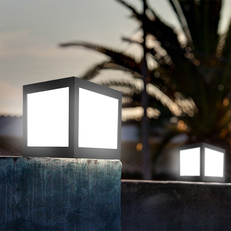 LED Solar Column Headlight Solar Powered Pillar Lamp Outdoor Waterproof Wall Light for Villa Courtyard Landscape Garden Decor