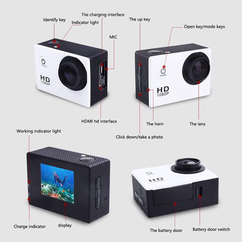 Eastvita vattentät sport actionkamera 720p hd cykling mini digital videokamera bil cykel dvr inspelare med monopod  r19