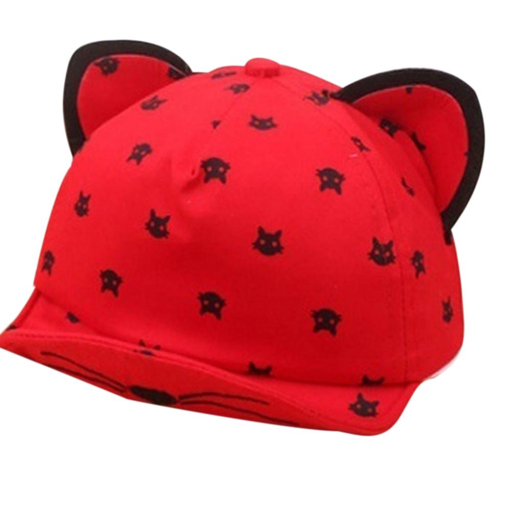 Sales! Unisex Meisjes Jongens Outdoor Cartoon Kat Oor Baseball Cap Kinderen Zonnehoed