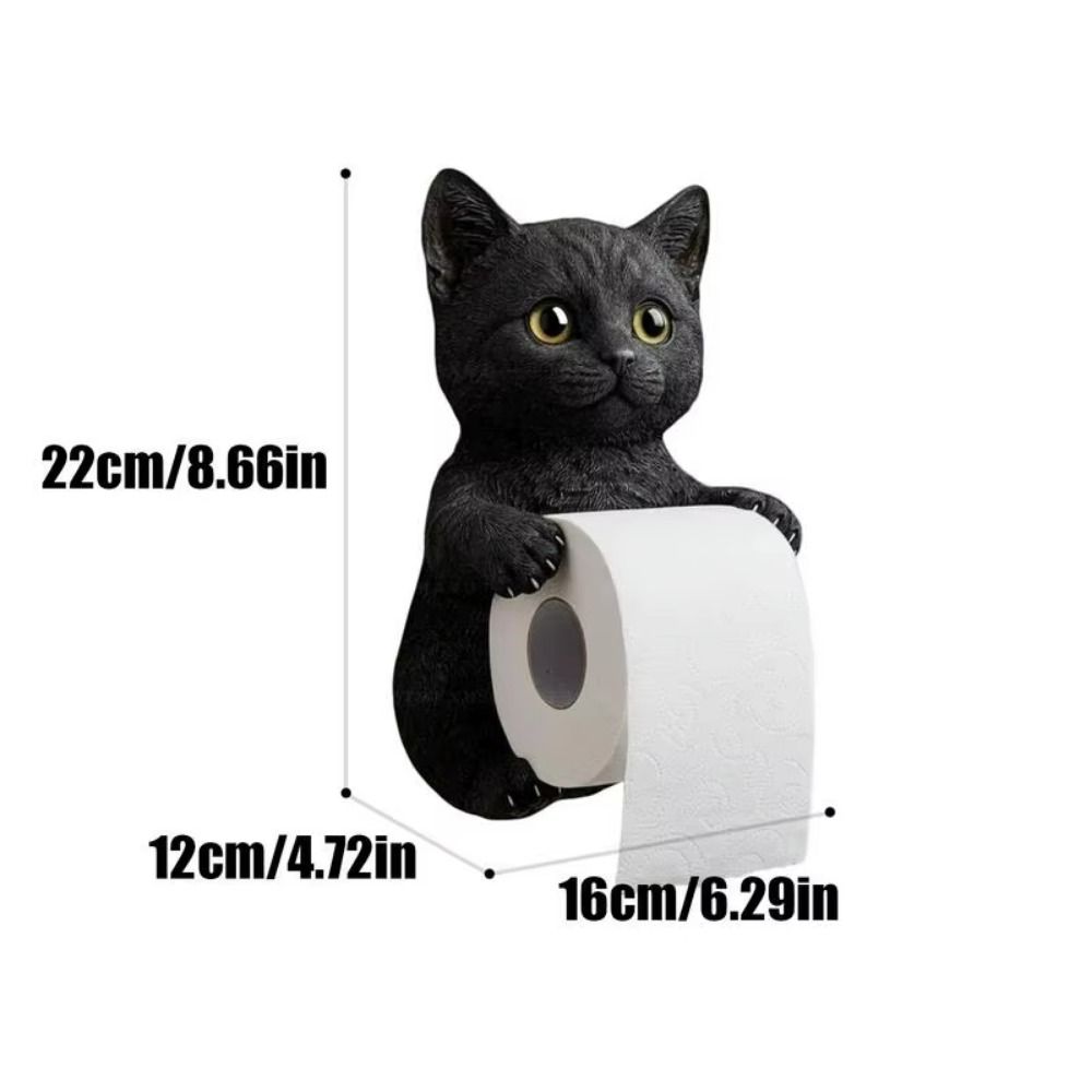 Soporte de papel higiénico 3D con forma de gato, instalación sencilla, portarrollos realista montado en la pared, multifuncional, ahorro de espacio