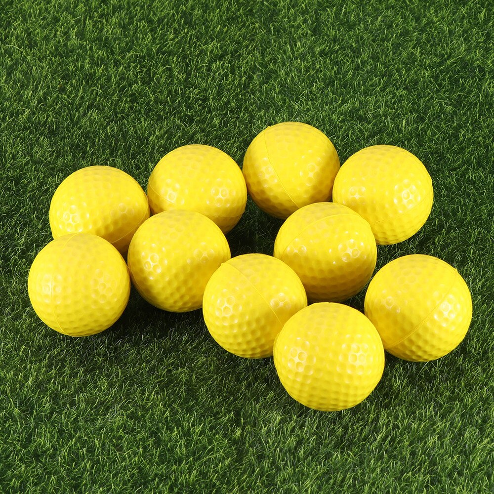 10pcs Indoor Practice PU Golf Balls Soft Elastic Training Golf Balls (Yellow)