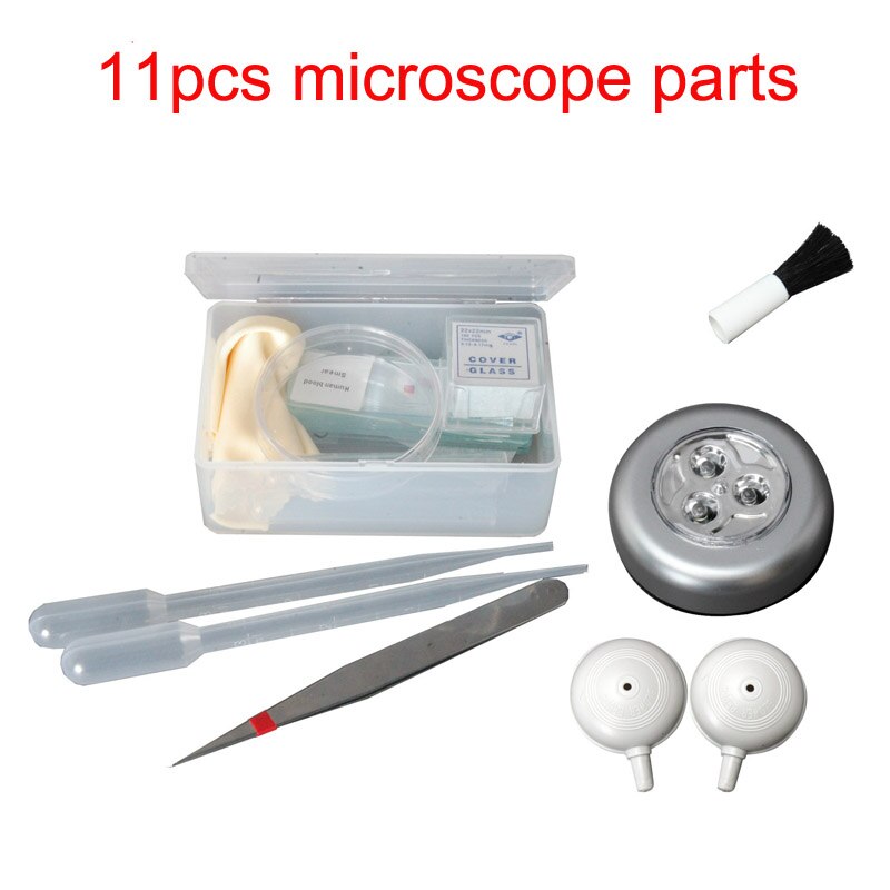 10pcs/11pcs Microscope Parts Tweezers Cover Glass Slides Paper Cloth Lamp Microscope Accessories For Making Specimen: 11pcs