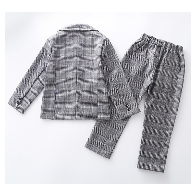 Teenage Lattice Business Girls Suit For Children Jackets +Pants 2Pcs Tracksuit Outsuits Campus Clothing Sets