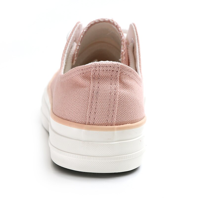Våren kvinnor canvas skor dam flicka rosa skor snörning vulkaniserad söt preppy stil platt klack anti-halk vita sneakers färgglada