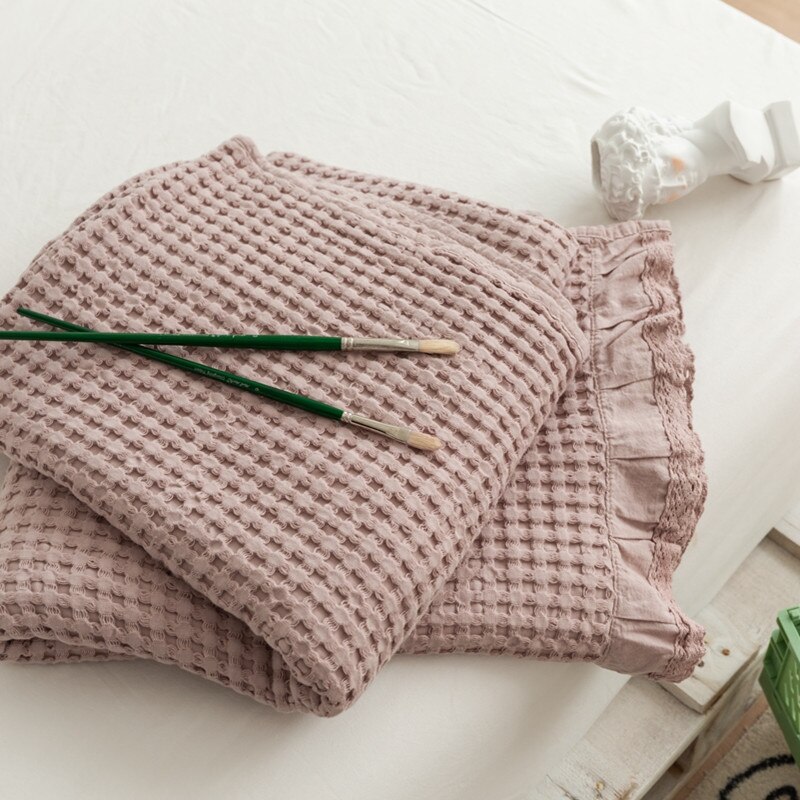 Czysta bawełna wafel wzburzyć rzuć narzuta na kanapę biuro podróży ciemnoróżowy lato klimatyzacja cienka poszewka na pościel tekstylia domowe: nie.3 / 110 by 160cm