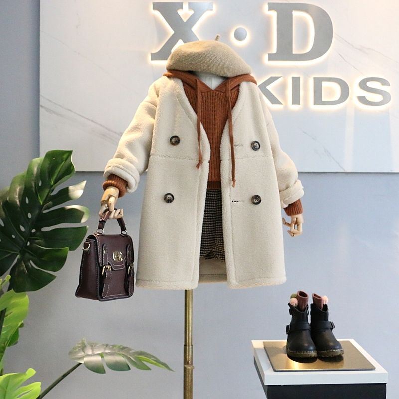 Le ragazze Di Lana Abbigliamento Per Bambini 2020 Autunno e in Inverno Le Ragazze di Lana Cappotto di Modo Più Il Cotone Bambino Caldo di Spessore Della Ragazza Plaid Della Tuta Sportiva: 12