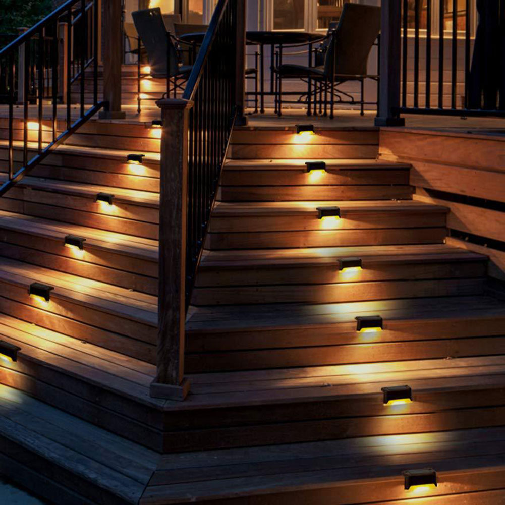 4PCS LED Solar Path Stair step Outdoor Light Garden Yard Fence Wall driveway Automatic sensor activates ABS Landscape Lamp F1