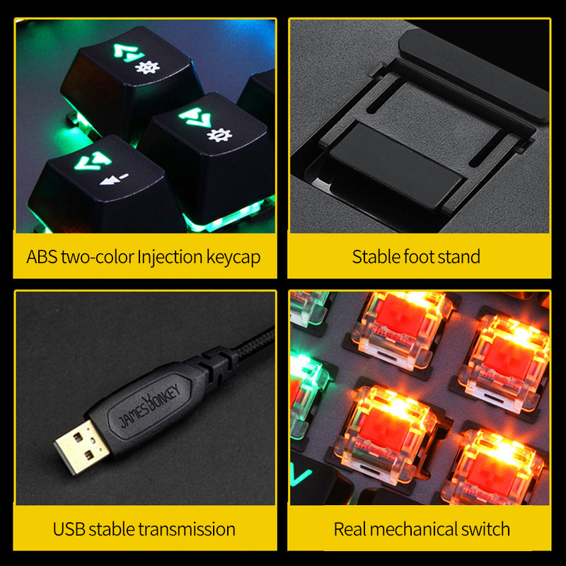 USB Wired Mechanical Gaming Keyboard Blue Red CONTENT Switch 50 Million Click with 22 LED Backlight Model Anti-Ghosting for Game