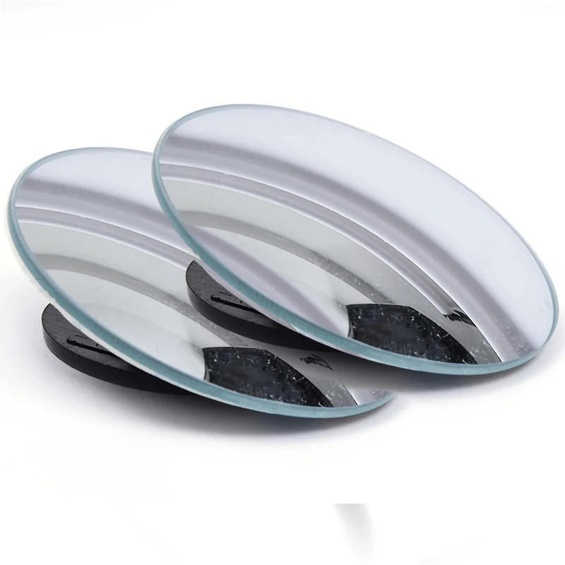 Espejo de punto ciego convexo, marco redondo de 2 piezas, gran angular de 360 grados, ajustable, accesorios para coche: Blanco