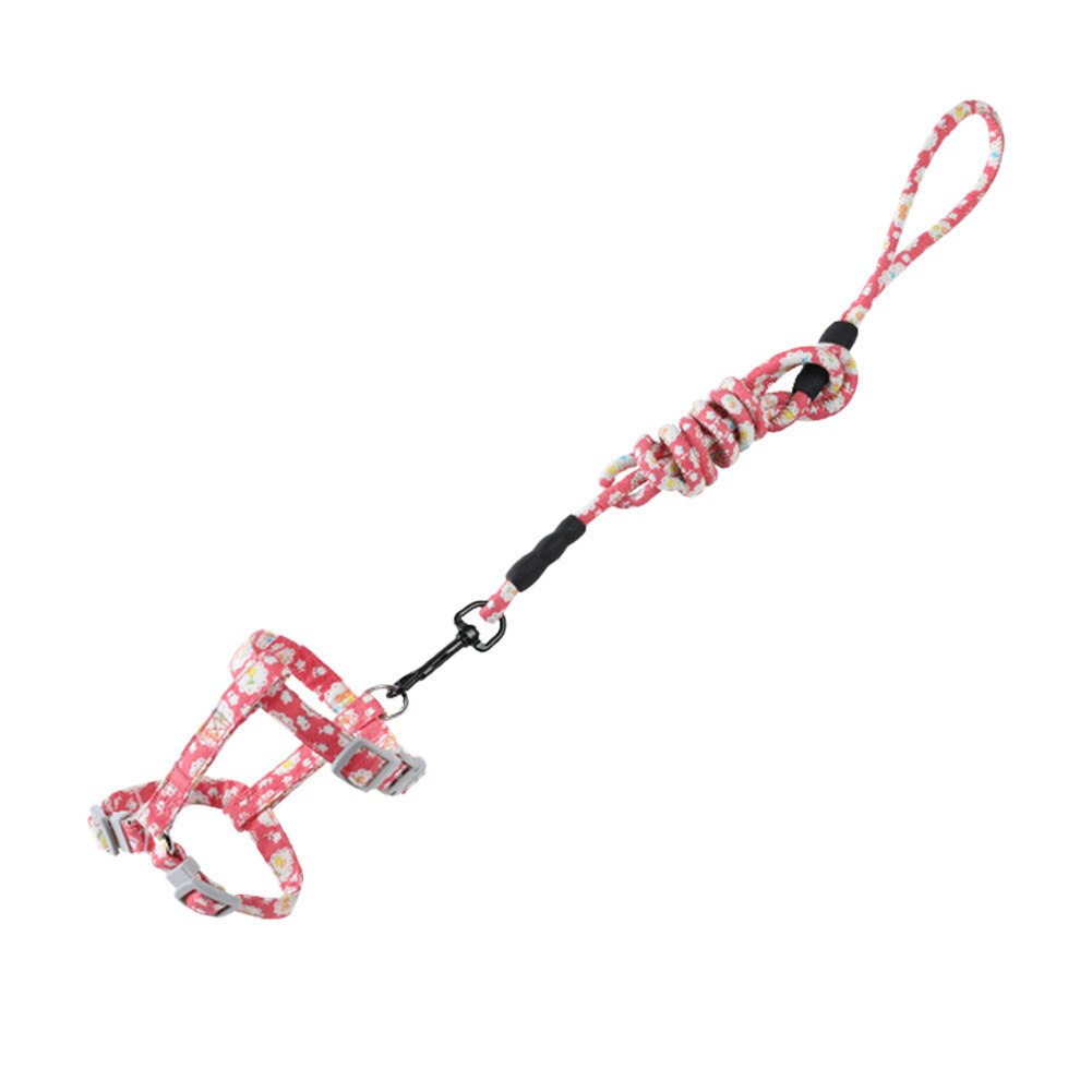 Harnais pour chat, laisse, ceinture, collier, sangle en forme de I, corde de guidage pour chiot, chaton, chiot, marche en plein air: L-Pink