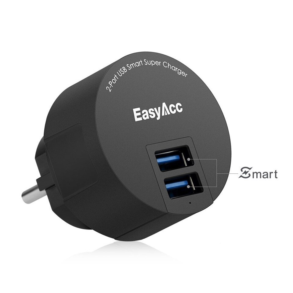 EasyAcc 3.4 A USB charger 2 Port Portable Dual USB power adapter for iPhone SE 6s, 6 Plus, iPad Pro / Air / Mini EU Plug