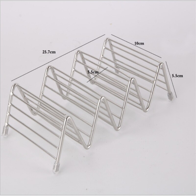 Taco Holder Stainless Steel Taco Stand Mexican Food Rack Shelf 1-4 Slots Convenient Kitchen Tool Sliver Rack Shelf