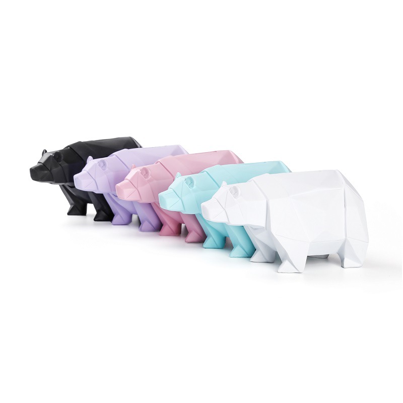 Mini mignon animaux tirelire polygone hippopotame ours polaire pour enfants adultes tirelire économiser des pièces de monnaie boîte décoration en plastique sûr