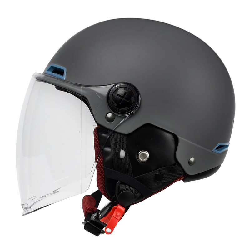 YEMA-medio casco de motocicleta Vintage para hombre y mujer, protector de seguridad para Moto eléctrica y ciclismo: Sub Dark gray a