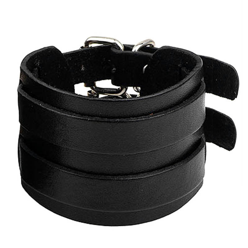 Mode Mannen Lederen Armband Open PU Lederen Armbanden en Armband Dubbele Brede Zwart Bruin Armband Vintage Punk Unisex Sieraden: Licht Geel Goud Kleur