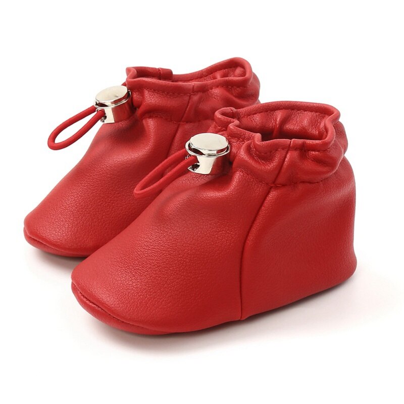 Newborn Baby Casual Frist Walker Boy Girl PU Leather Pocket Shoes Soft Sole Toddler Shoes 0-18M: R / 7-12 Months