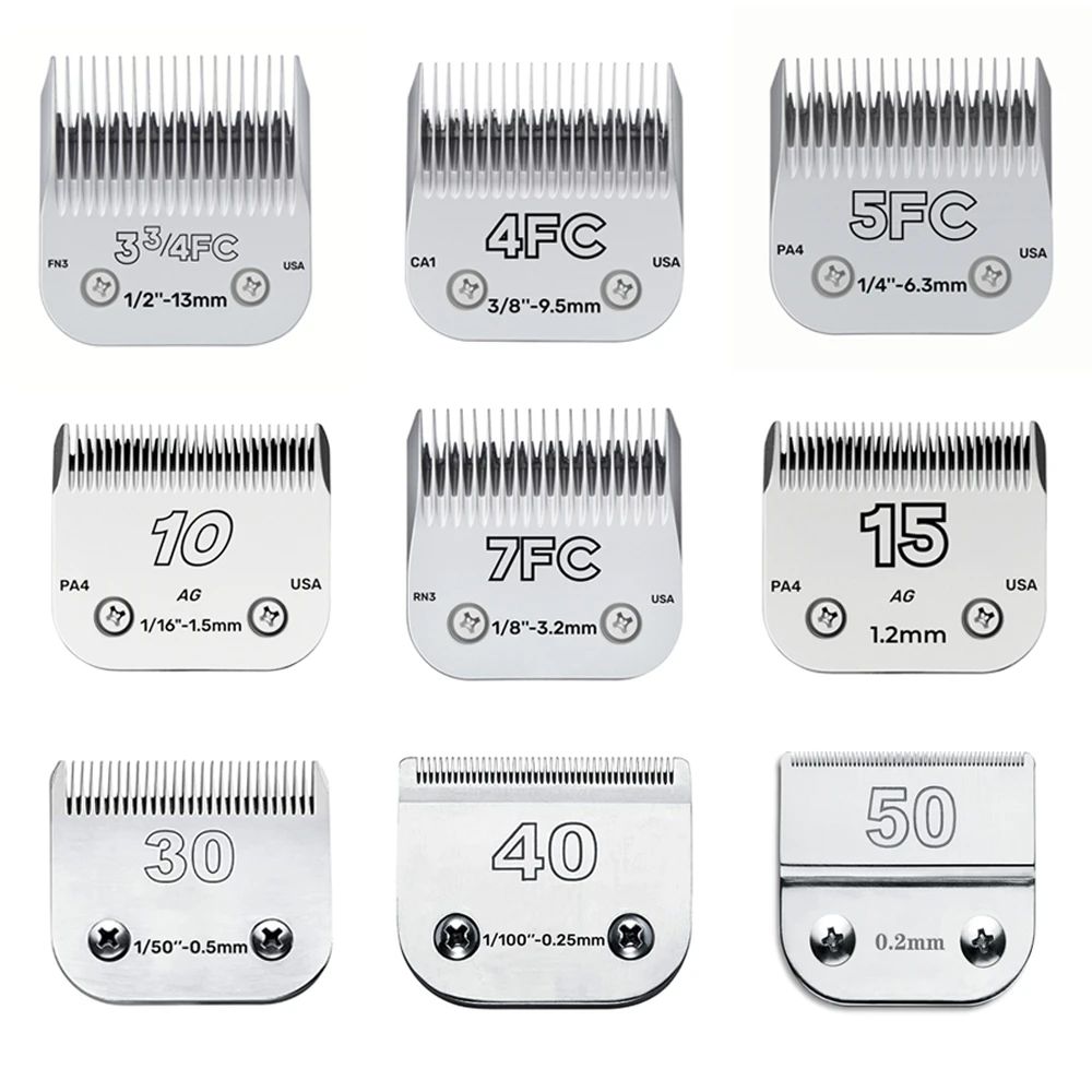 3F 4F 5F 7F 9 # 10 # 30 # 40 # 50 # Cuchilla cortadora para perros y mascotas que se adapta a la mayoría de Andis,Oster A5,wahl km Clippers, cortadoras de animales