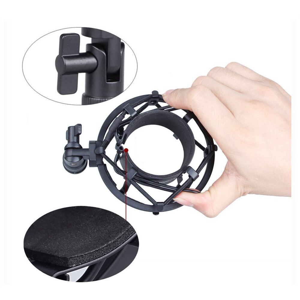 Microphone Shock Mount 50MM For 48MM-54MM Diameter Condenser Mic Black