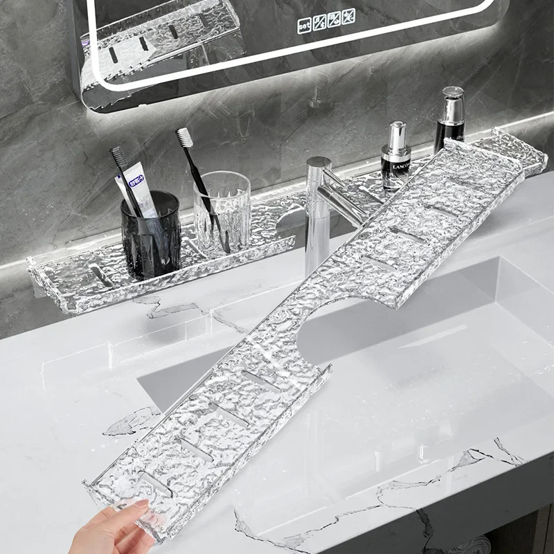 Badezimmer Waschbecken Regal Wasserhahn Lagerregal Hängeregal Acryl Klare Tablett Kosmetik Lagerregal Shampoo Duschwanne für Küche