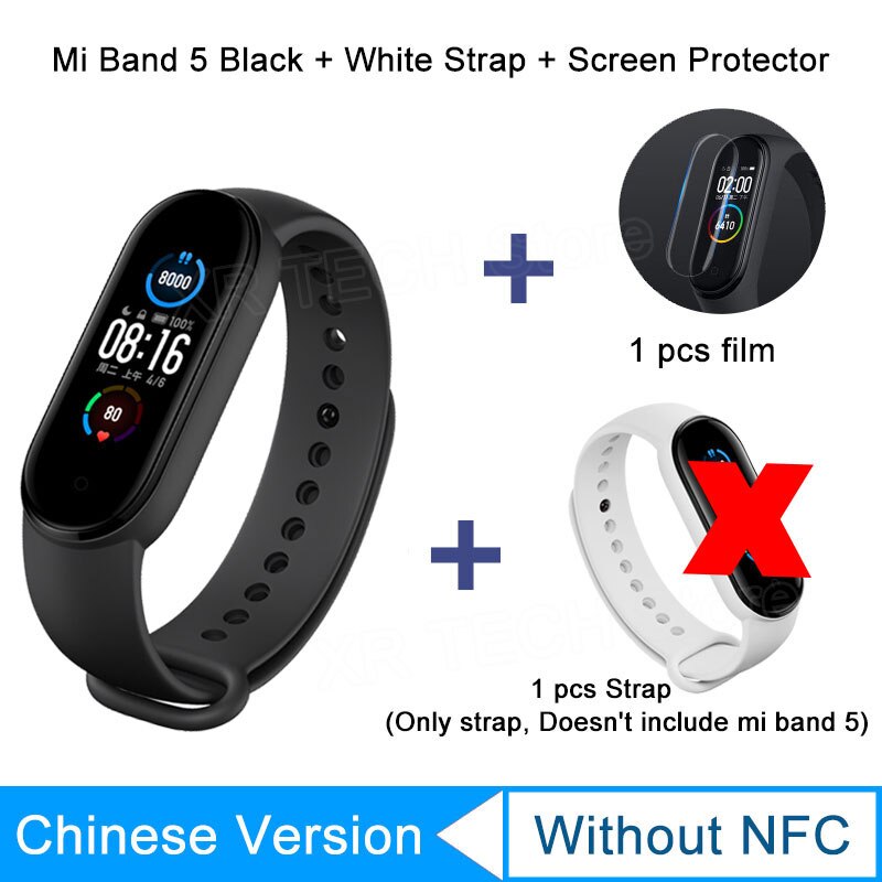 Xiaomi Mi Band 5 Smart Bracelet AMOLED Touch Screen Miband 5 Smartband Fitness Wristband Bluetooth Sport Waterproof Smart Band: CN White