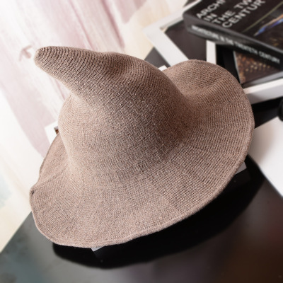 Halloween heksehue herre& #39 ;s og kvinder& #39 ;s uldstrik hue solid hat diversificeret langs hatten kæreste: Khaki