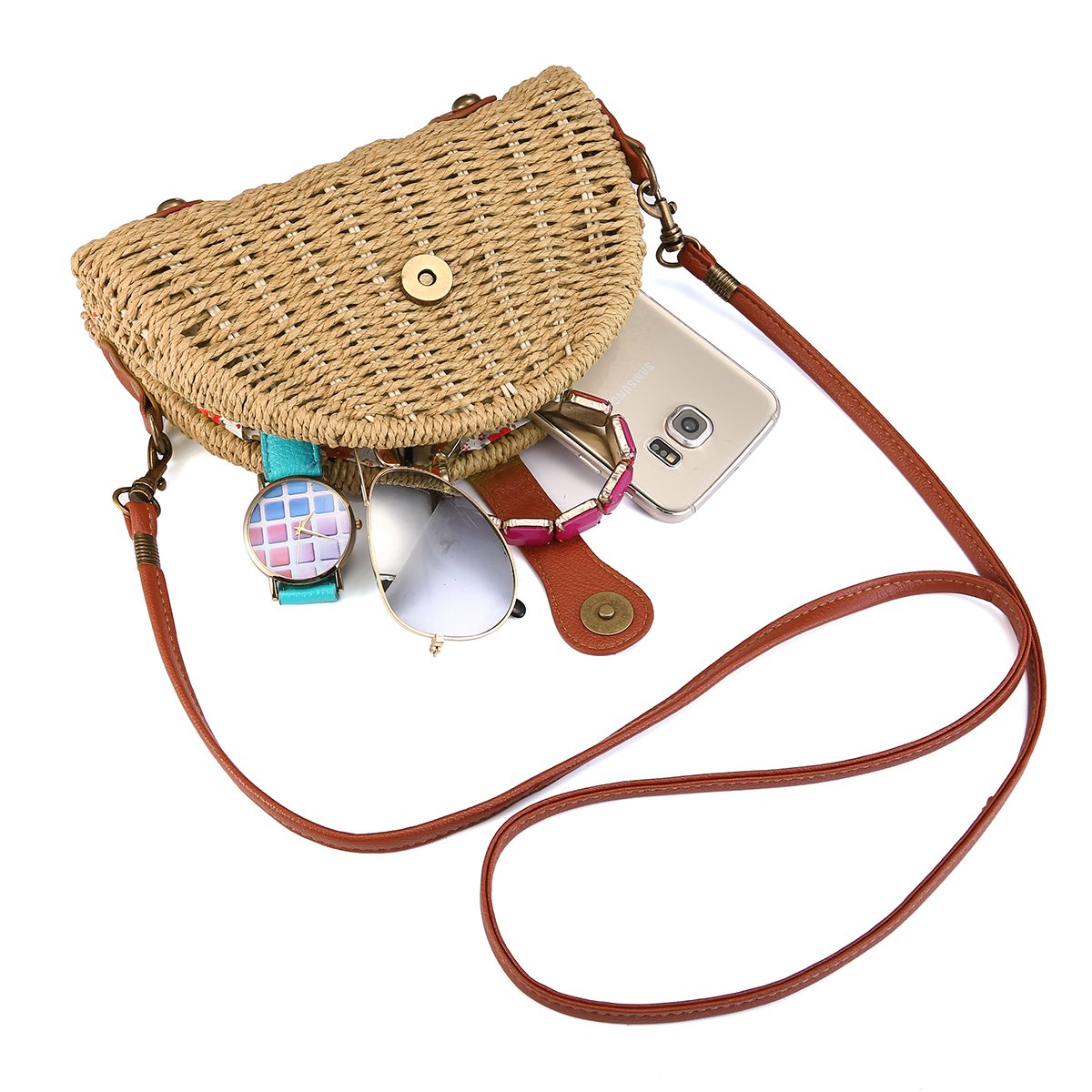 Tftp-crossbody stro tas dames stro handtas schoudertas voor strand reizen en dagelijks gebruik