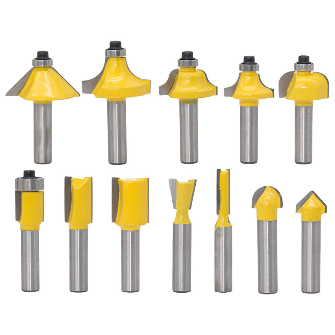 6.35mm/8mm Shank Milling Cutter Machine Set Router Bit for Wood Carbide Mill Woodworking Engraving Milling Cutting Tool 15pc-4pc: 12pc 8mmShank No Box