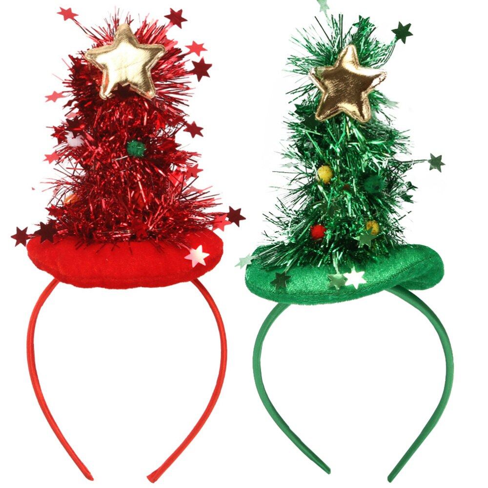 2 Stuks Kerstboom Vorm Hoofdtooi Hoofdband Haar Hoepel (Rood Groen)