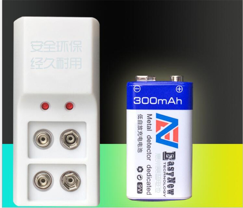 9V 6F22 300mAh NI-MH Rechargeable Battery + 9V High Current Smart Charger