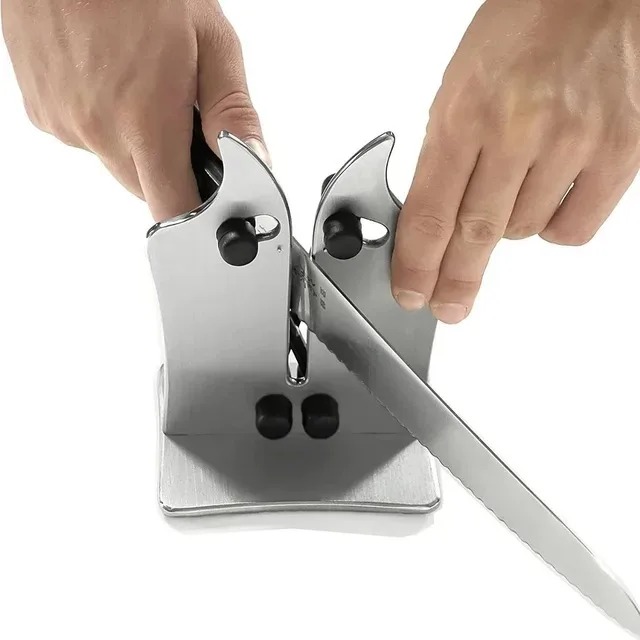 Afilador de cuchillos, herramienta de afilado de cocina, fácil y seguro, cuchillo de Chef de cocina, cuchillo de Damasco, herramientas de cocina, suministros de cocina: Rojo