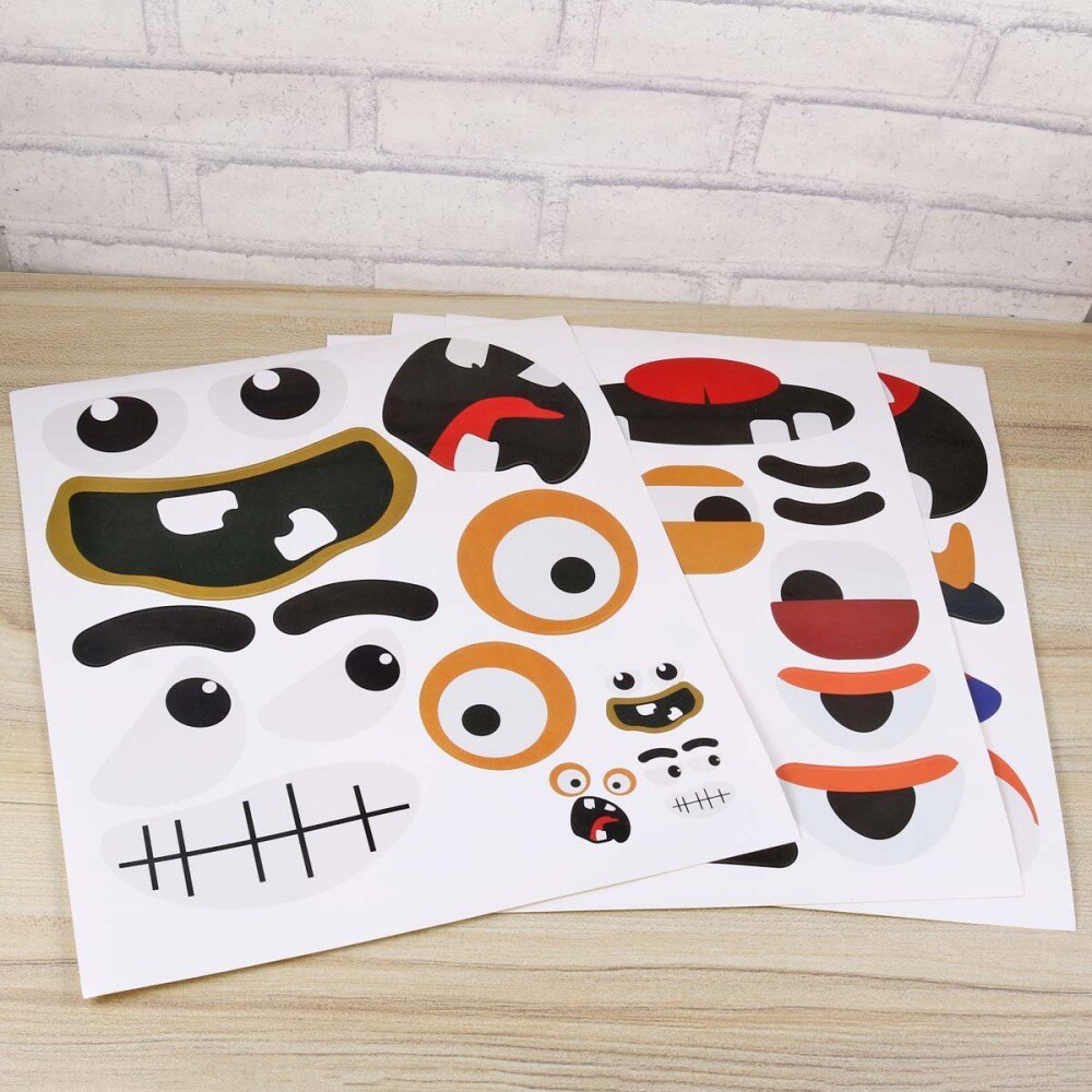 4 Sheets Funny Sticker Trick or Treat Party Tricky Grimace Sticker Party Decorative Decal Supplies(