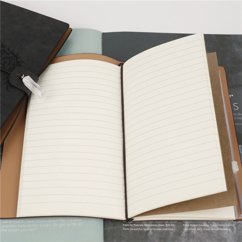 Brown Leather Notepad Elastic Closure Writing Notebook for Office Home School 101A