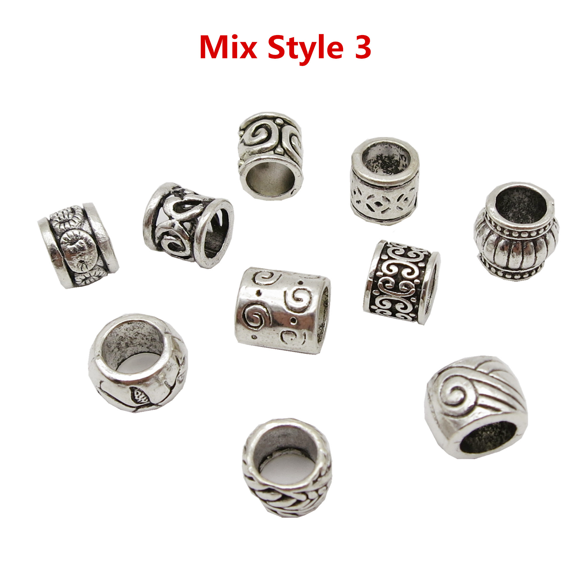 Runas vikingas trenzadas para el cabello, anillos de cuentas, accesorios para manualidades, 10 unids/paquete: 10pcs Mix Style 3