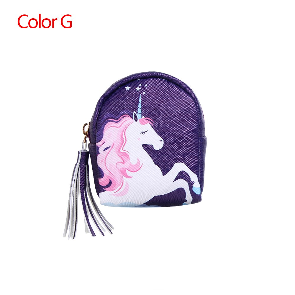 Monederos creativos de unicornio para mujer, Mini bolsa con de estampado Digital, colgante de borla, monedero de caballo de arco iris, bolso de la tarjeta llave: G