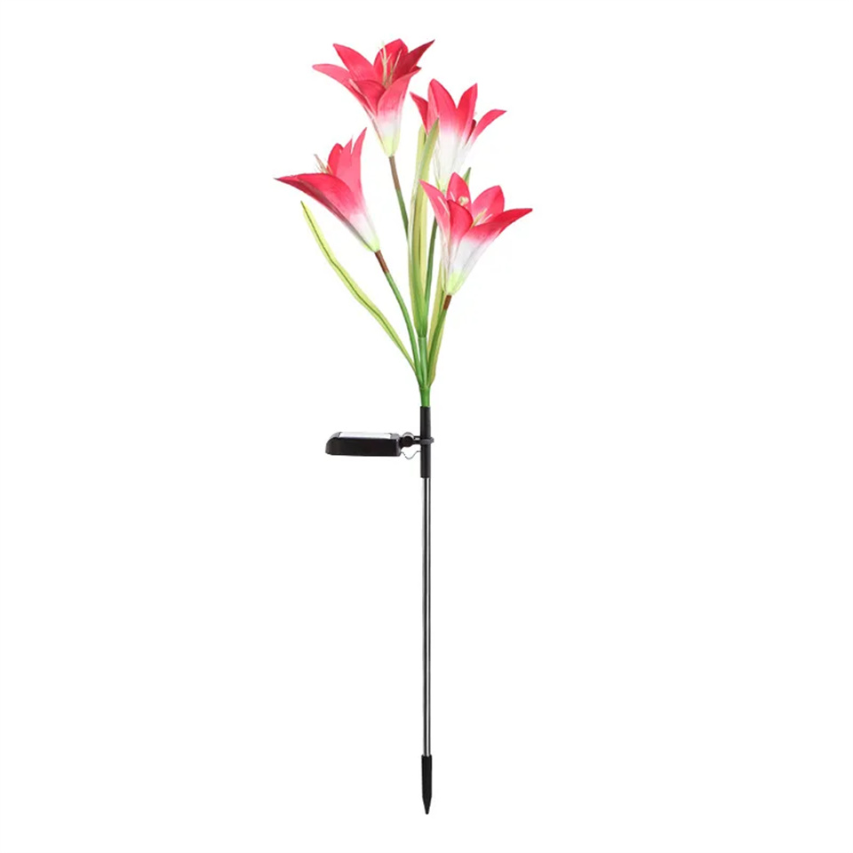 Lily Flower Solar Outdoor Light Ip65 Waterproof Solar Powered for Garden Pathway Landscape Lights Courtyard Yard Decoration: sunny yellow