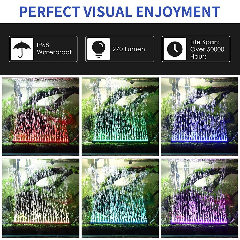 46Cm 18Inch 240V Aquarium Led Verlichting Back Light Lamp Air Bubble Vis Tanks Rgb Beam Plafond Onderwater waterdichte D40