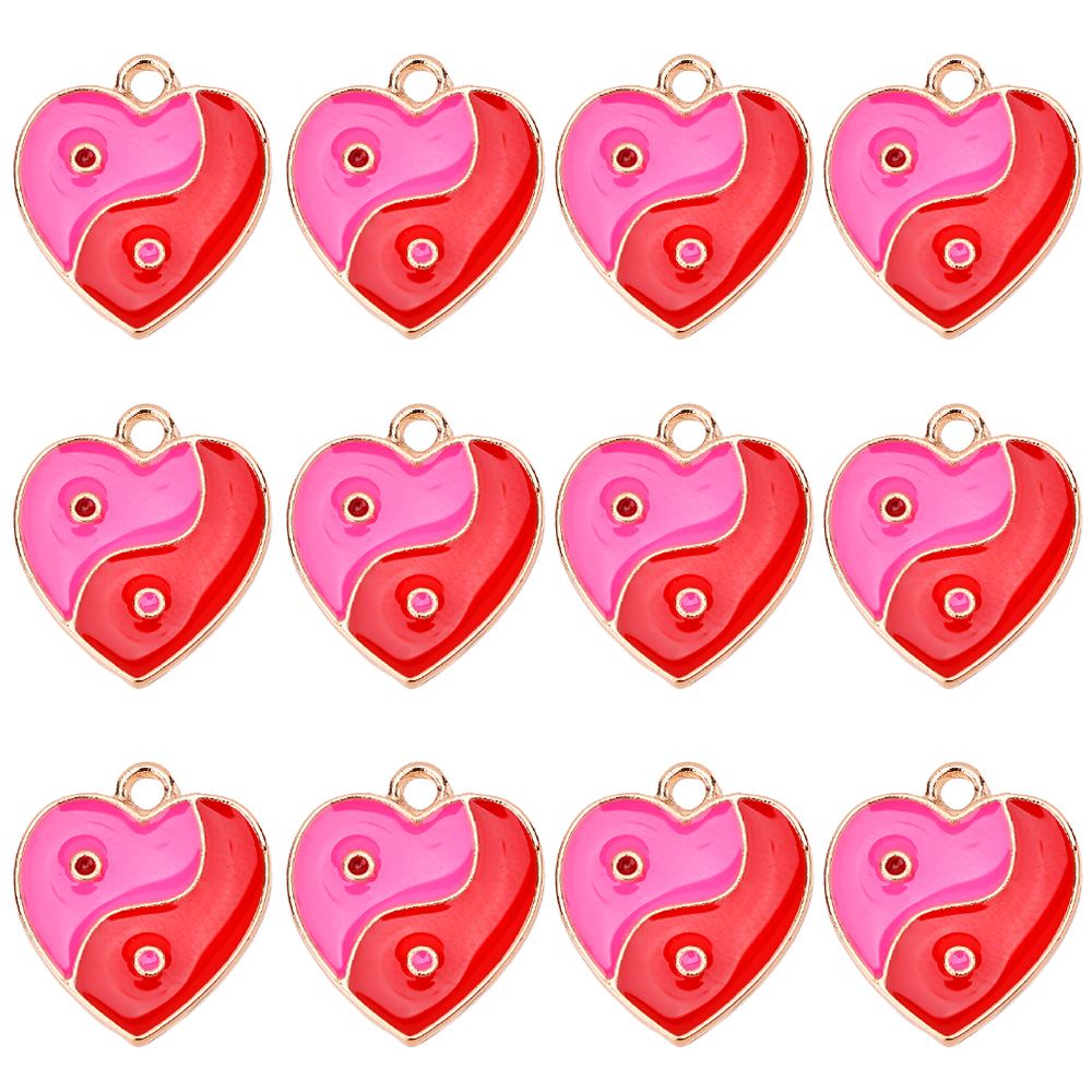 Mode Liefde Enamel Yin Yang Bagua Hanger 20 Stuks 15*18Mm Diy Ketting Armband Sleutelhanger Charm Voor handgemaakte Sieraden Ambachten