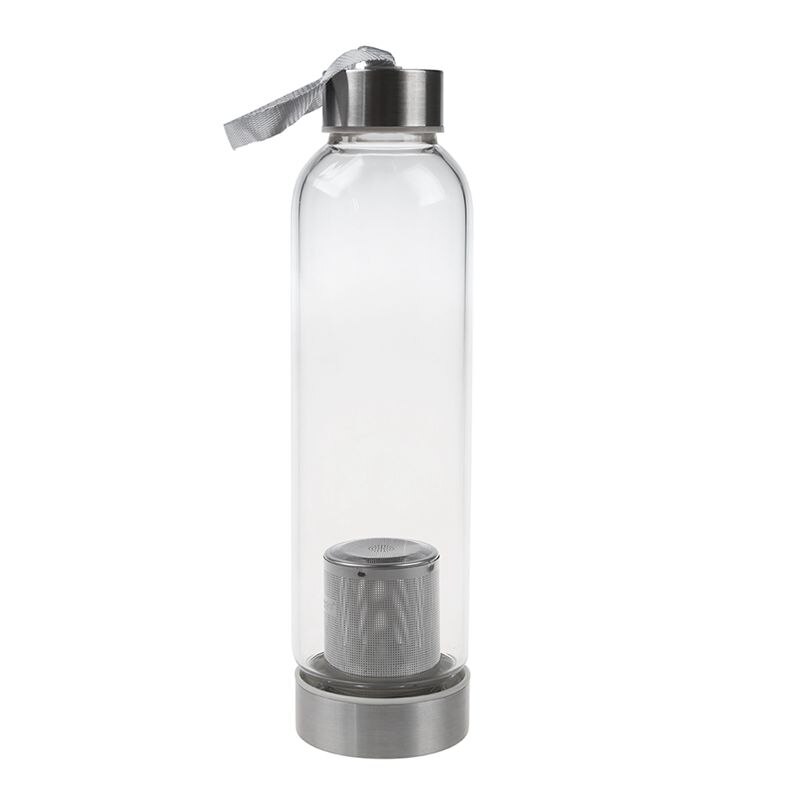 Bouteille d'eau de Sport en verre avec filtre à thé infuseur sac de protection 550ml: Black