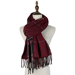 Skjerf herre jacquard ull kashmir herre skjerf europeisk vendbar dusk vevde sjal inverno rutete herre skjerf varm myk boutique: Vinrød