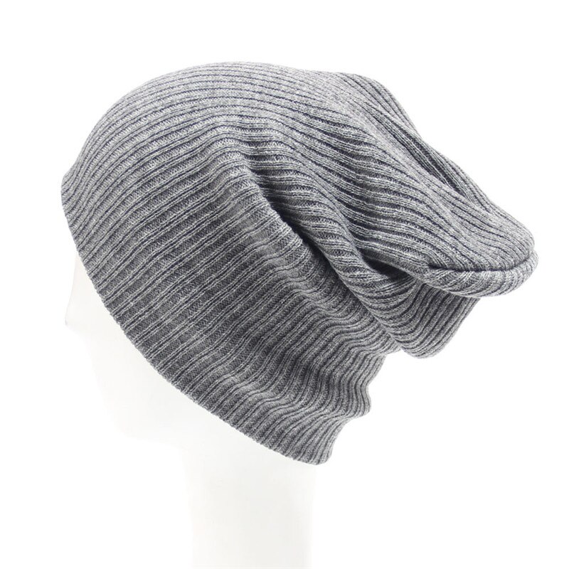 Gorrito de lana de colores sólidos para hombre y mujer, gorrito suave y cálido de punto, sombreros Calavera, gorros de esquí, Otoño e Invierno: Gris